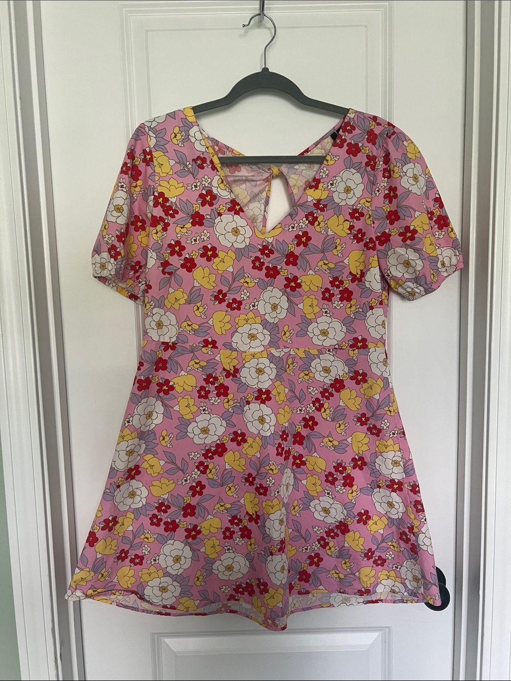 Vera Moda Pink Floral Short-Sleeve Dress